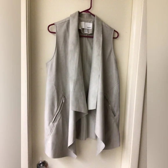 Bar III Jackets Coats Bariii Gray Faux Leather Sleeveless